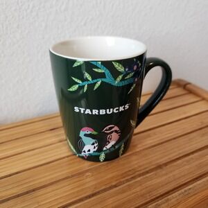 NEW Starbucks Green Tropical Foliage and Birds Coffee Tea Ceramic Mug 10 oz 2020